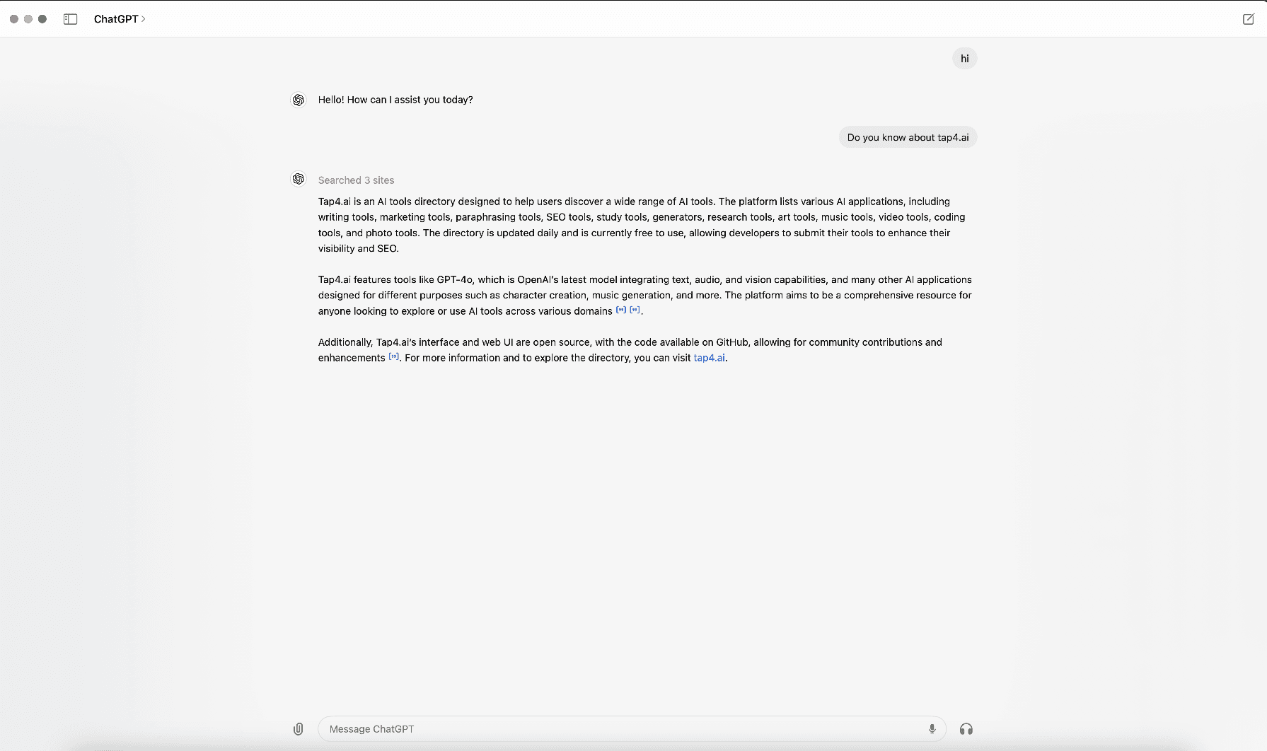 ChatGPT for MacOS: Your AI Assistant for Enhanced Productivity ChatGPT for MacOS: Your AI Assistant for Enhanced Productivity - AI tool screenshot and preview