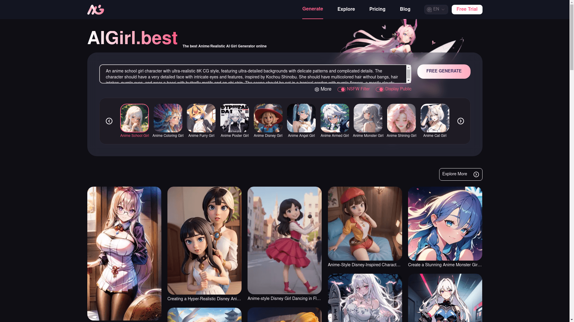 Best AI Girl Friend Generator | AIGirl.best - AI tool screenshot and preview